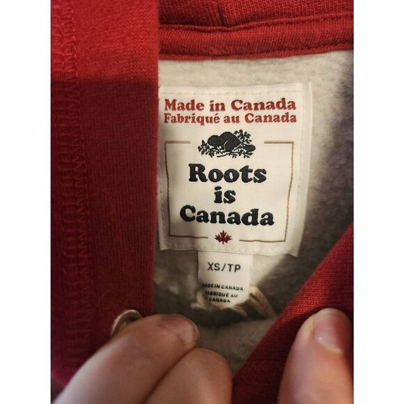 Roots Is Canada Red Grey Hoodie Sweatshirt Size XS - Picture 2 of 4